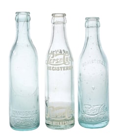 COLLECTION OF 3 PEPSI-COLA GLASS BOTTLES