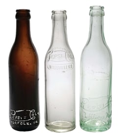 COLLECTION OF 3 PEPSI-COLA GLASS BOTTLES