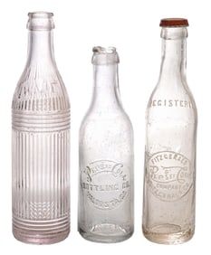 COLLECTION OF 3 PEPSI-COLA GLASS BOTTLES