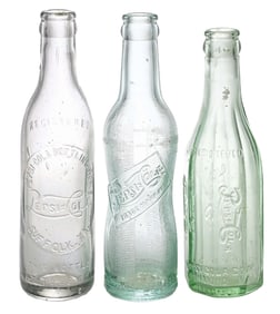 COLLECTION OF 3 PEPSI-COLA GLASS BOTTLES