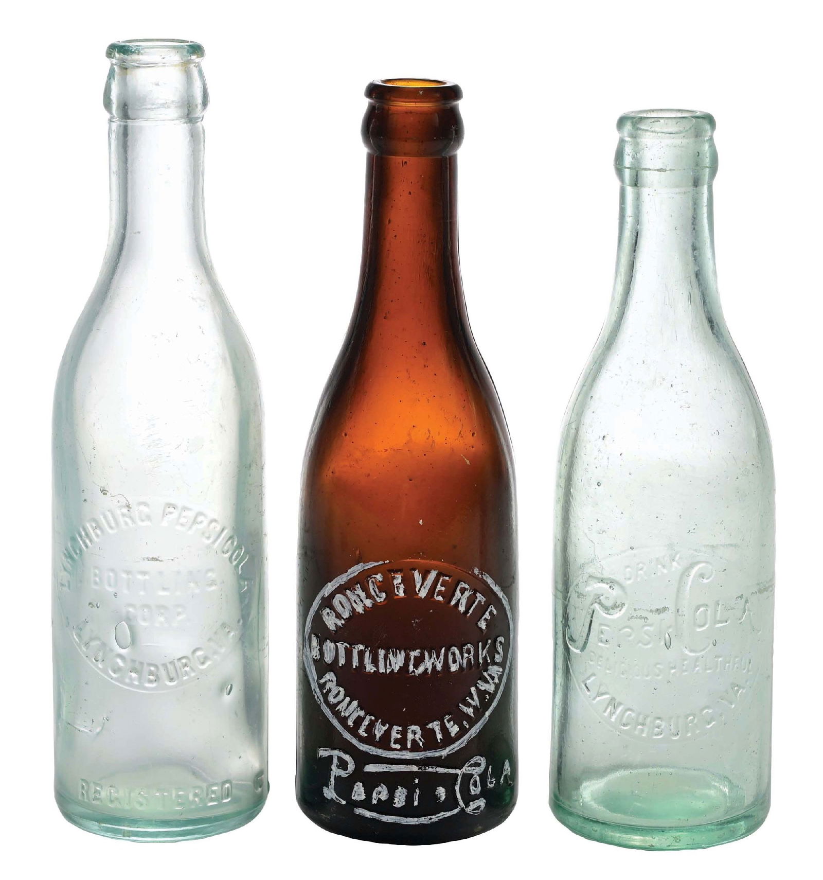 COLLECTION OF 3 PEPSI-COLA GLASS BOTTLES (1 of 9)