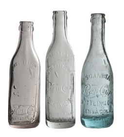 COLLECTION OF 3 PEPSI-COLA GLASS BOTTLES