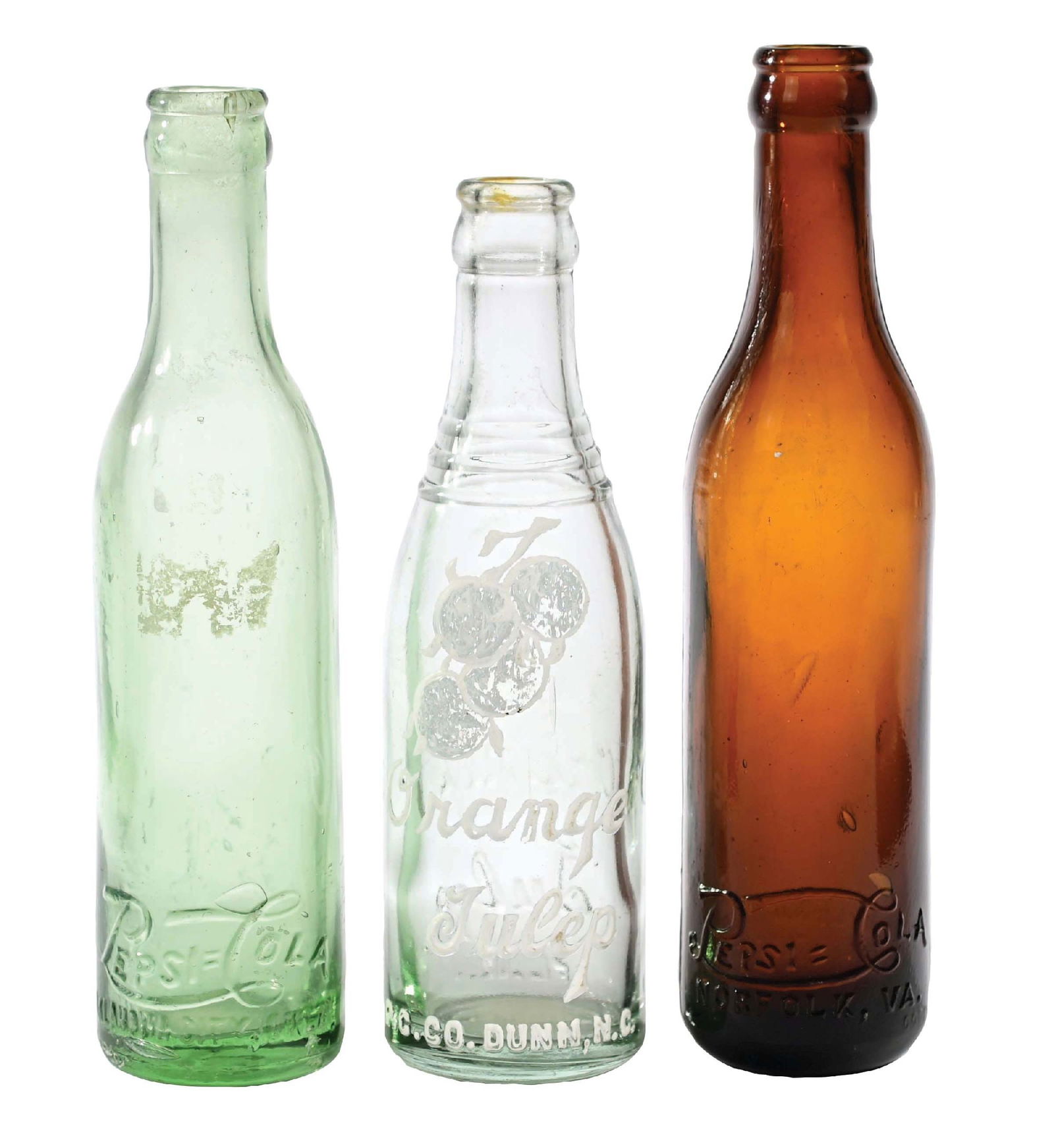 COLLECTION OF 3 PEPSI-COLA GLASS BOTTLES (1 of 9)