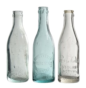 COLLECTION OF 3 PEPSI-COLA GLASS BOTTLES