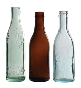 COLLECTION OF 3 PEPSI-COLA GLASS BOTTLES