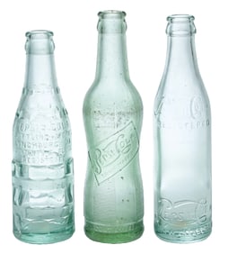 COLLECTION OF 3 PEPSI-COLA GLASS BOTTLES