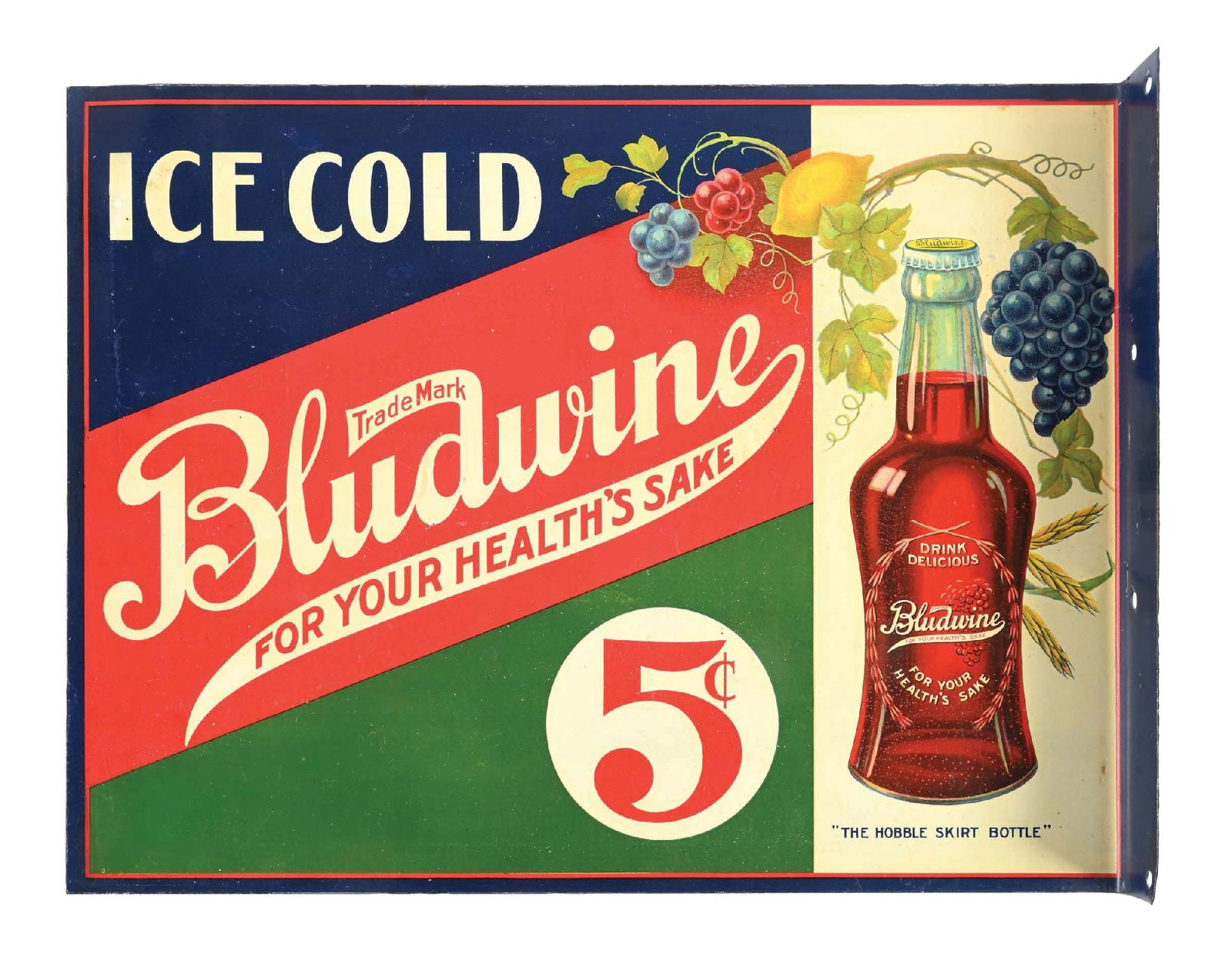 BLUDWINE SODA FLANGE SIGN W/ BOTTLE GRAPHIC (1 of 2)