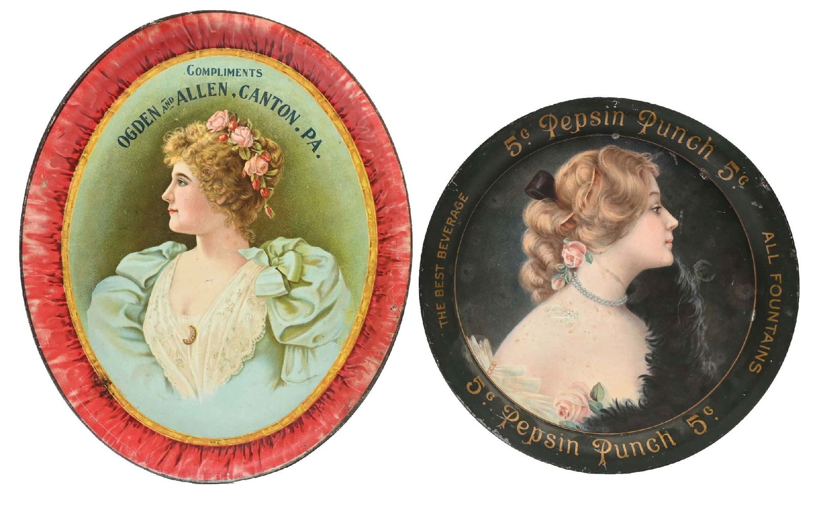 COLLECTION OF 2 OGDEN & ALLEN AND PEPSIN SERVING TRAYS (1 of 4)