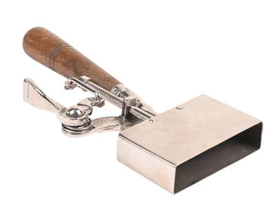 RAUCH SYSTEM ICE CREAM SANDWICH PRESS: C. 1930. CONDITION: Marked "Rauch System" and showing new plating. Original finish to the wood handle, operational, and with light wear. Condition: (Good). Dimensions: 8 -1/2" L.