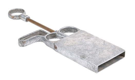EARLY ICE CREAM SANDWICH SCOOP IN PISTOL FORM: C. 1930. CONDITION: Pistol handle form, cast aluminum, complete and operational. Showing wear from use and patina from age. Condition: (Good). Dimensions: 7" L.