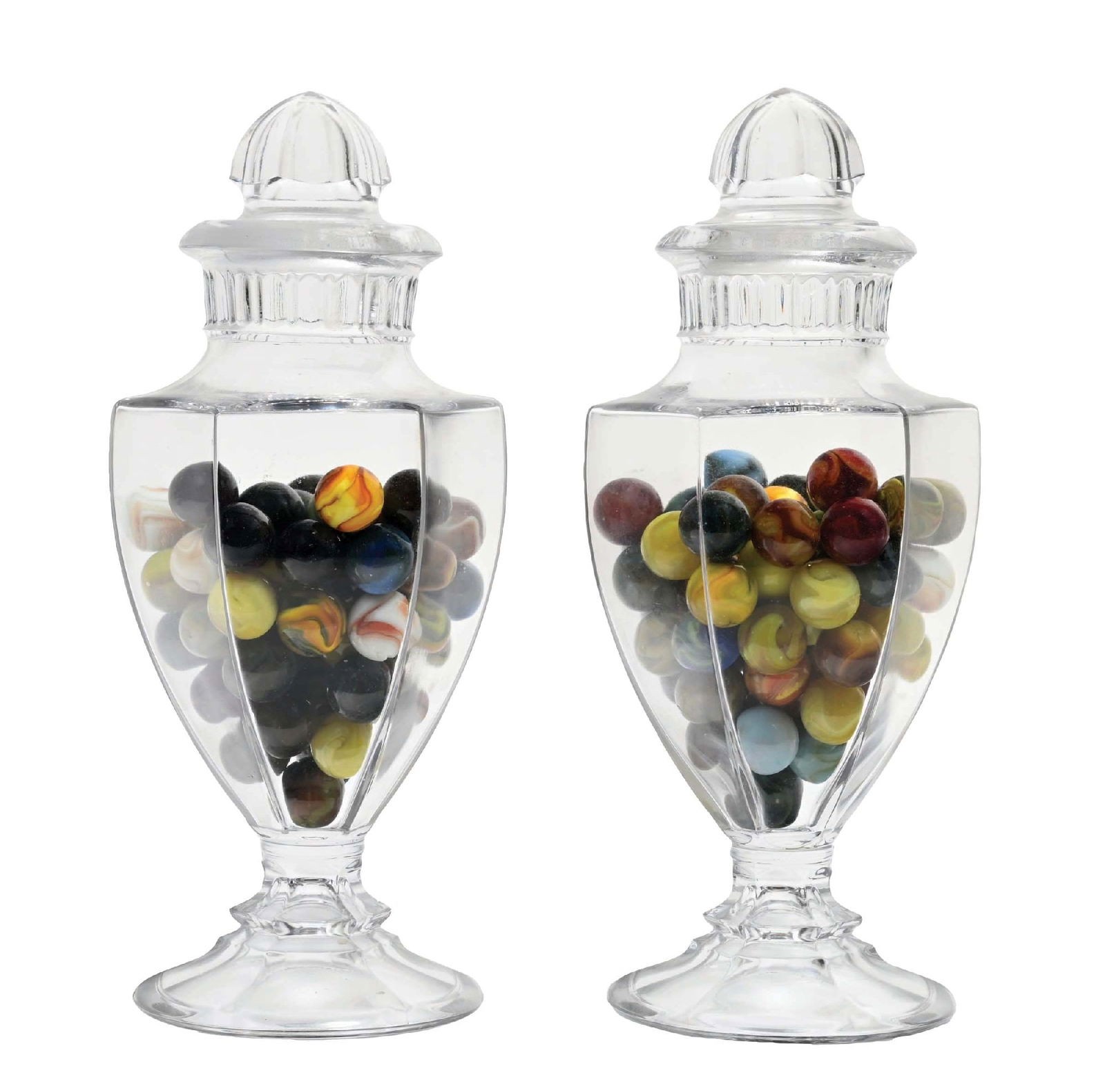 PAIR OF 11-3/4" PURITAN CANDY JARS W/ GROUND STOPPERS (1 of 4)