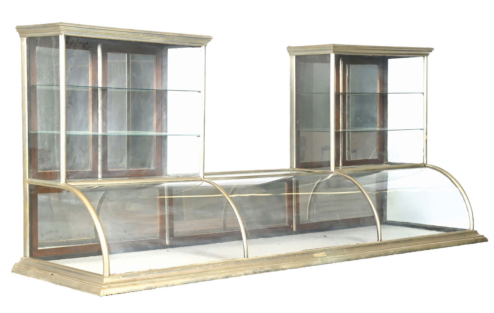 DOUBLE-STEEPLE FLAT-TOP CURVED GLASS COUNTRY STORE SHOWCASE (1 of 5)