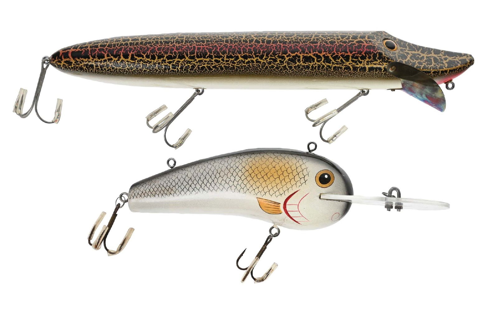 PAIR OF CONTEMPORARY COUNTRY STORE FISHING LURE DISPLAYS (1 of 3)