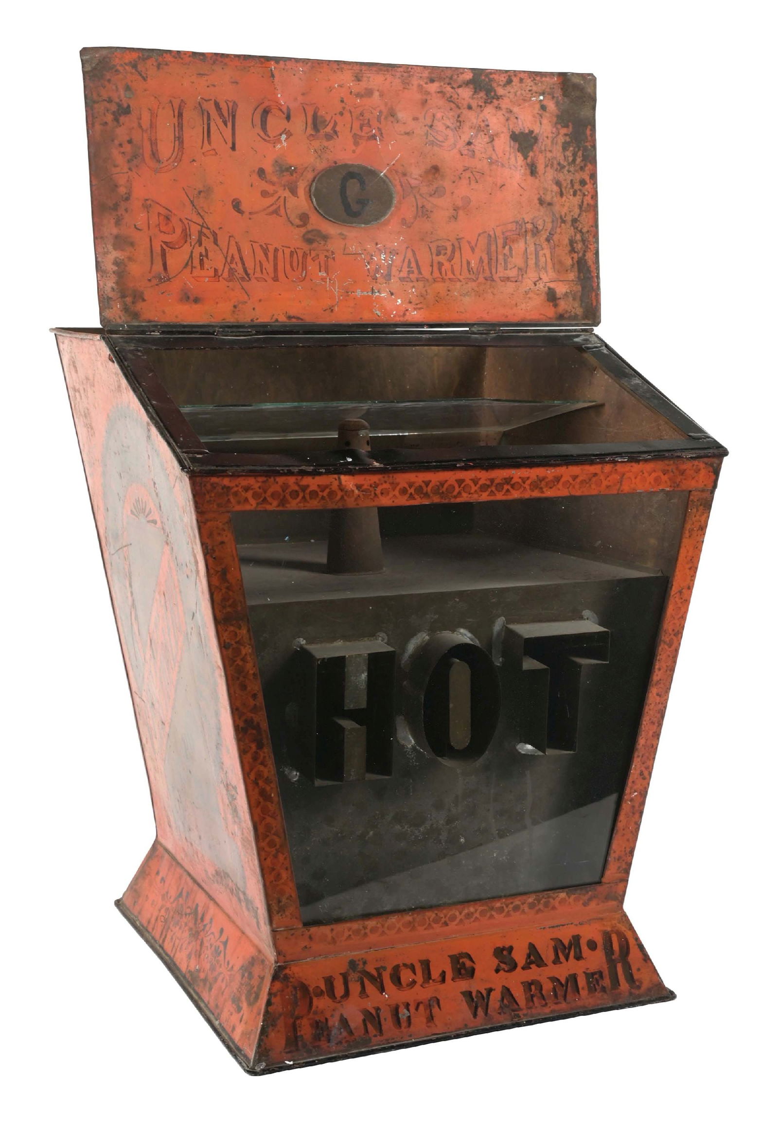 EARLY UNCLE SAM HOT TIN PEANUT WARMER (1 of 4)