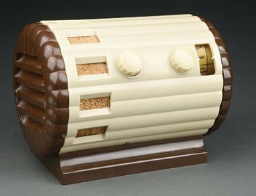 ESPEY 31 PLASKON RADIO IN IVORY WITH BROWN ACCENTS