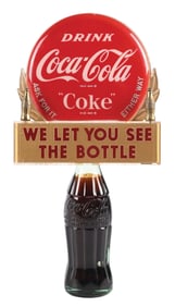 COCA-COLA BOTTLE TOPPER DISPLAY WITH BOTTLE.