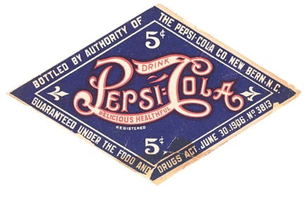 EARLY PEPSI-COLA DIAMOND BOTTLE LABEL