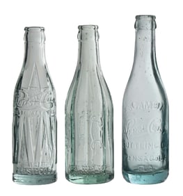 COLLECTION OF 3 PEPSI-COLA GLASS BOTTLES
