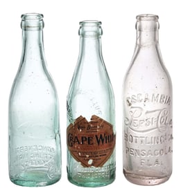 COLLECTION OF 3 PEPSI-COLA GLASS BOTTLES