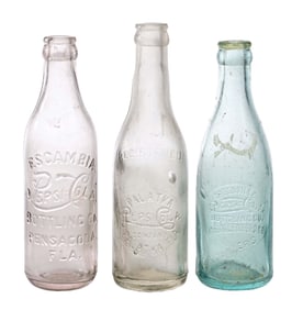 COLLECTION OF 3 PEPSI-COLA GLASS BOTTLES