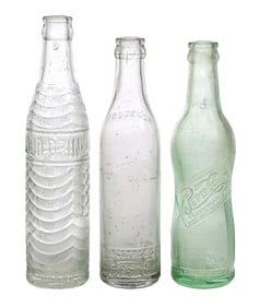 COLLECTION OF 3 PEPSI-COLA EMBOSSED GLASS BOTTLES