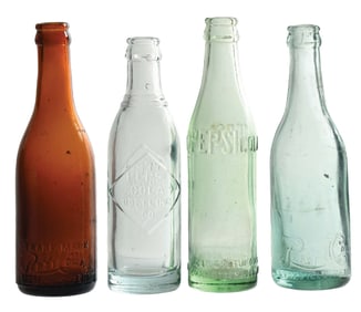 COLLECTION OF 4 PEPSI-COLA EMBOSSED GLASS BOTTLES