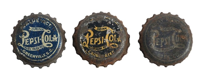 COLLECTION OF 3 PEPSI-COLA BOTTLE CAPS