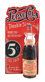PEPSI-COLA DOUBLE-SIZE CARDBOARD DISPLAY WITH BOTTLE