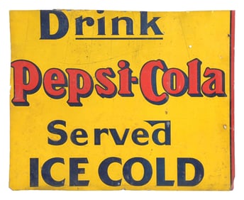 DRINK PEPSI-COLA SERVED ICE COLD SIGN