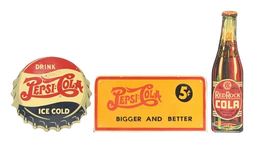 COLLECTION OF 3 PEPSI-COLA & RED ROCK SIGNS