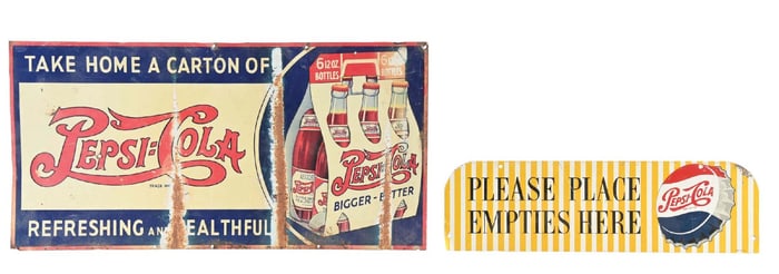 COLLECTION OF 2 PEPSI-COLA SIGNS