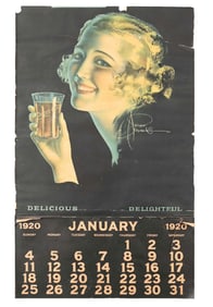 PEPSI-COLA PAPER SIGN W/ WOMAN GRAPHIC