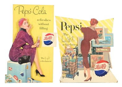 COLLECTION OF 2 PEPSI-COLA CARDBOARD EASEL-BACK SIGNS