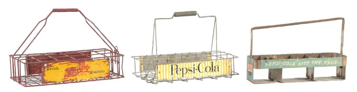 COLLECTION OF 3 PEPSI-COLA METAL BOTTLE CARRIERS