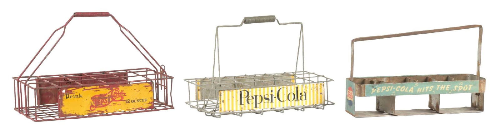 COLLECTION OF 3 PEPSI-COLA METAL BOTTLE CARRIERS (1 of 4)