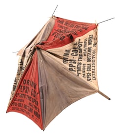 DRINK PEPSI-COLA "IT HITS THE SPOT" LARGE ADVERTISING UMBRELLA