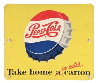 PEPSI-COLA "TAKE HOME AN EXTRA CARTON" RACK SIGN