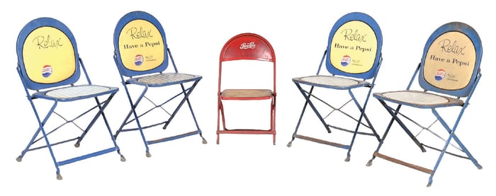 COLLECTION OF 5 PEPSI-COLA STADIUM CHAIRS