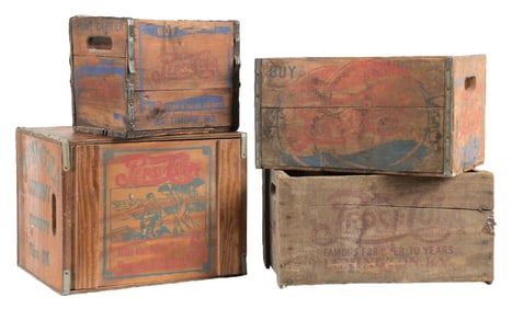 COLLECTION OF 4 PEPSI-COLA WOODEN BOTTLE CRATES