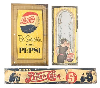 COLLECTION OF 3 PEPSI-COLA SIGNS