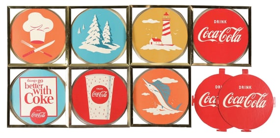 COLLECTION OF METAL FRAMED COCA-COLA ADVERTISEMENTS