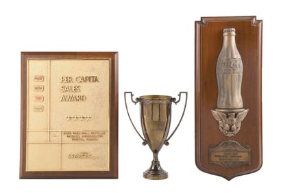 COLLECTION OF 3: COCA-COLA AWARD PLAQUES & TROPHY.