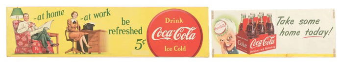 COLLECTION OF 2 PAPER COCA-COLA SIGNS