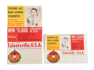 COLLECTION OF 2 COCA-COLA HI-FI CLUB PAPER SIGNS