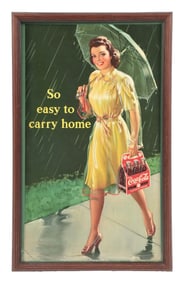 COCA-COLA SIGN W/ WOMAN AND UMBRELLA GRAPHIC