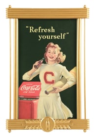 REFRESH YOURSELF COCA-COLA POSTER W/ CHEERLEADER GRAPHIC