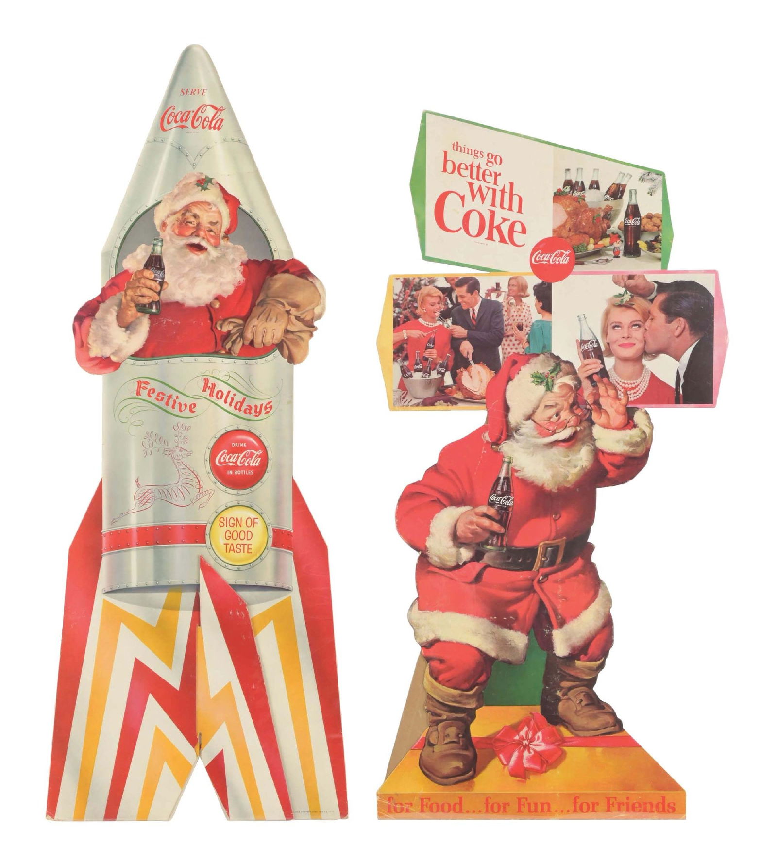 COLLECTION OF 2 COCA-COLA SANTA CLAUS DIE-CUT CARDBOARDS (1 of 2)