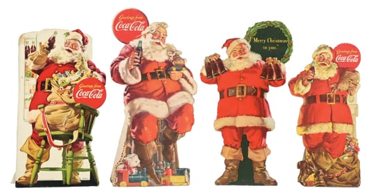 COLLECTION OF 4 COCA-COLA CHRISTMAS DIE-CUT SANTAS