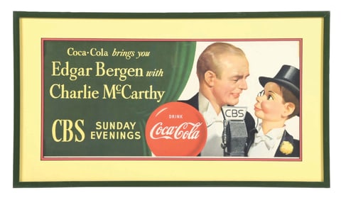 COCA-COLA EDGAR BERGEN WITH CHARLIE MCCARTHY SIGN