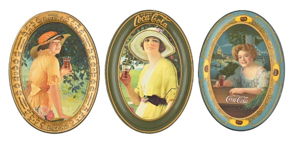 COLLECTION OF 3 1909, 1916, 1920 COCA-COLA TIP TRAYS